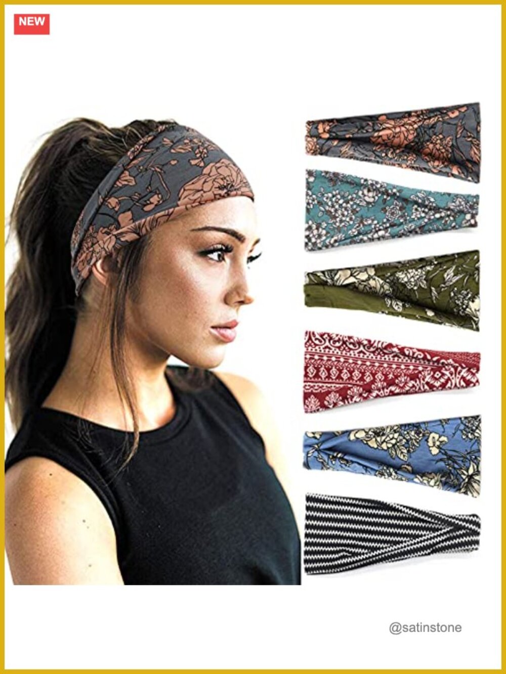 Boho Wide Headbands Polyester Spandex Stretch Hair Accessories